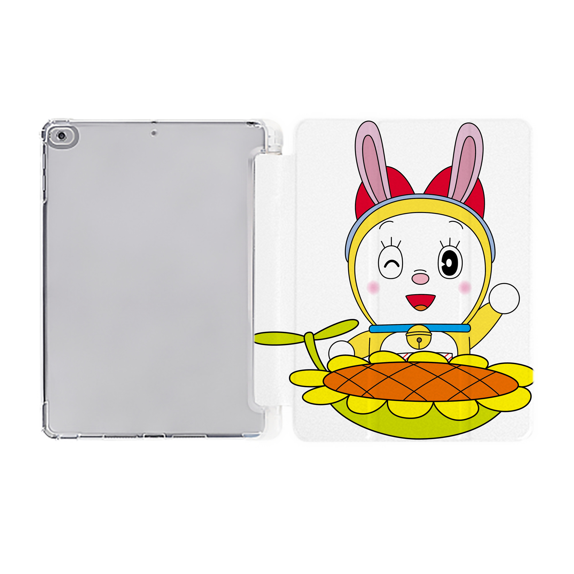 （画像用） ドラえもん ドラミ Doraemon Dorami IPad ケース ペン収納付き 三つ折りスタンド PUレザー×シリコン 対応機種9.5/10.5/10.9インチ